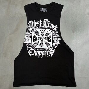 West Coast Choppers Tank Top Mens M Black Biker Graphic Muscle Tee Iron Cross